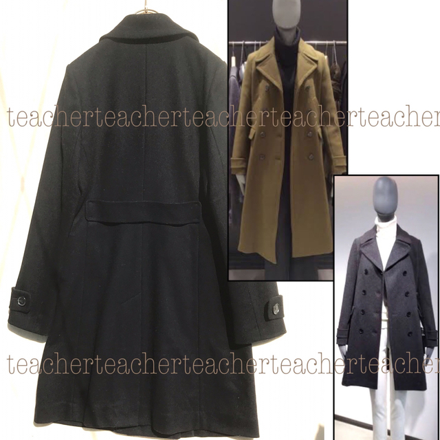theory(セオリー)のウール Aライン ロングコート 黒 美シルエット 上質 ウールコート シンプル レディースのジャケット/アウター(ピーコート)の商品写真