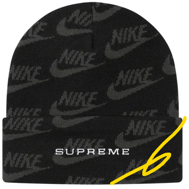 SupremeサイズSupreme Nike Jacquard Logos Beanie Black