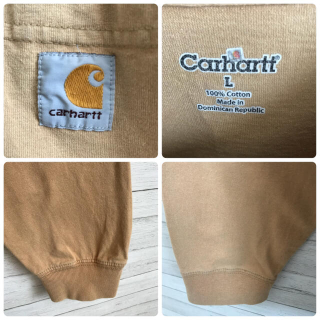 carhartt(カーハート)の【激レア】カーハート☆ビックロゴ デカロゴ ロンT 古着 ゆるダボ ベージュ色 メンズのトップス(Tシャツ/カットソー(七分/長袖))の商品写真