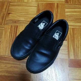 ヴァンズ(VANS)のVANS バンズ スリッポン オールレザー ブラック(スニーカー)