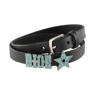 【新品】DIOR レザー ロゴ ダブル ブレスレット ターコイズ×ブラック