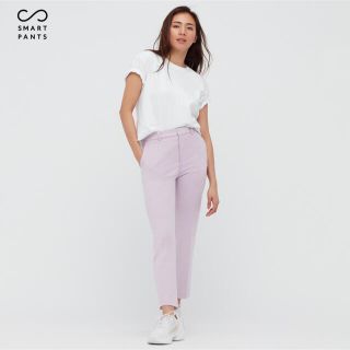 ユニクロ(UNIQLO)のUNIQLOユニクロスマートアンクルパンツ2WAYストレッチライトパープルピンク(クロップドパンツ)