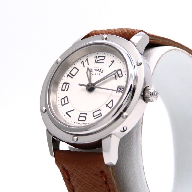【ラッピング不可】 Hermes - ☆極美品☆ ホワイト文字盤 ’新型クリッパー’ 時計 【HERMES】エルメス 腕時計