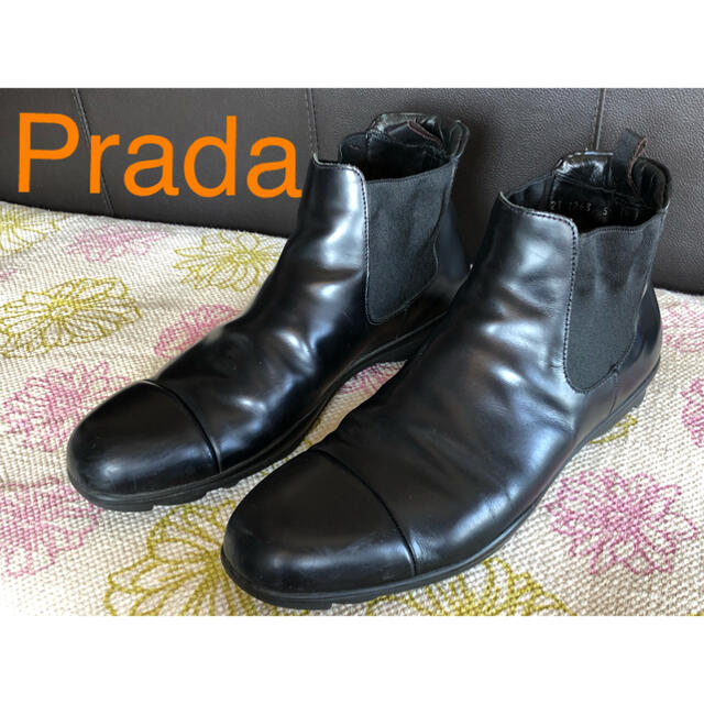 美品/本物 PRADAプラダ サイドゴアブーツ 本革 ショートブーツ - ブーツ