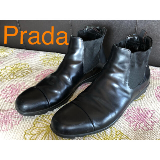 美品／本物 PRADAプラダ サイドゴアブーツ 本革 ショートブーツ