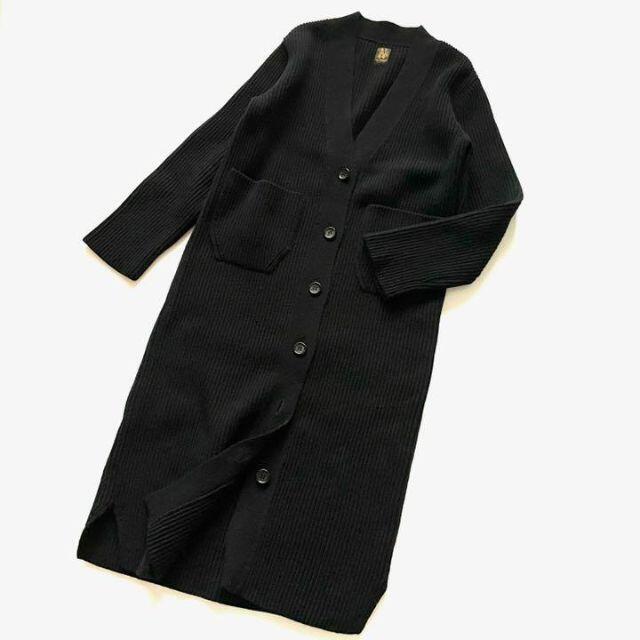 日本製◆バトナー ロングカーディガン ブラック BATONER 黒 羽織り物
