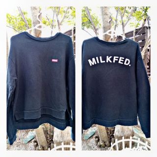 ミルクフェド(MILKFED.)のミルクフェド　厚地のトレーナー　黒　フリーサイズ(トレーナー/スウェット)