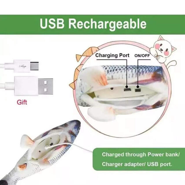 猫自動玩具電動魚縫い包みる玩具魚玩具USB充電式抱き枕魚ネコ運動不【匿名発送】 その他のペット用品(猫)の商品写真