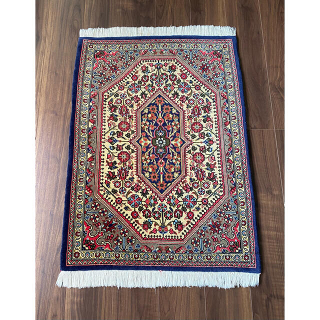 クム産 ペルシャ絨毯 コルクウール 93×67cm
