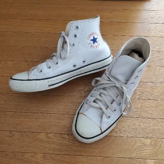 コンバース(CONVERSE)のCONVERSEコンバースALL☆STARハイカットレザー白25.5スニーカー(スニーカー)