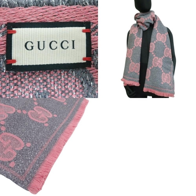 Gucci(グッチ)のグッチ ストール GG ラメ ジャカード スカーフ 40800068276 レディースのファッション小物(ストール/パシュミナ)の商品写真