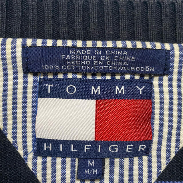 TOMMY HILFIGER(トミーヒルフィガー)の90s オールド トミーヒルフィガー トリコタグ ボーダー コットンニット 古着 メンズのトップス(ニット/セーター)の商品写真