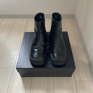 プラダ(PRADA)のprada black leather ankle boots 9.5 28.5(ブーツ)