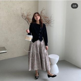 アメリヴィンテージ(Ameri VINTAGE)のbirthday bash TWEED MIDI SKIRT PURPLE(ロングスカート)