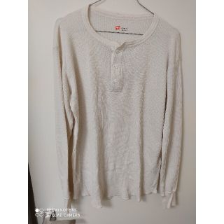 ヘインズ(Hanes)のヘインズ Hanes ヘンリーネックサーマルTシャツ 長袖 オフホワイト(Tシャツ/カットソー(七分/長袖))