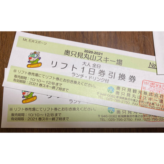 ☆最安値に挑戦 奥只見丸山スキー場 1日券2枚
