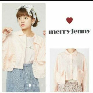 メリージェニー(merry jenny)の♡merry jenny　長袖お花のフリルポケットレースシャツピンクカーディガン(シャツ/ブラウス(長袖/七分))