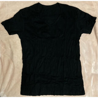 ジーユー(GU)のVネックTシャツ（ブラック）(Tシャツ(半袖/袖なし))