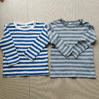 ムジルシリョウヒン(MUJI (無印良品))の無印　ボーダーロングTシャツ90 二枚セット(Tシャツ/カットソー)