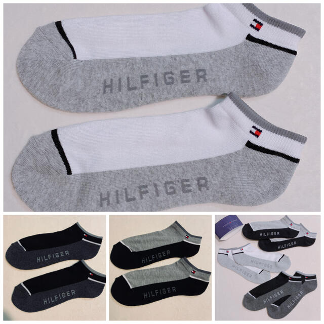 TOMMY HILFIGER(トミーヒルフィガー)のトミーヒルフィガー　メンズ　ショートソックス　３足　黒　TOMMY メンズのレッグウェア(ソックス)の商品写真