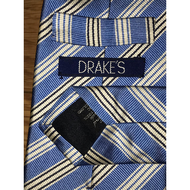 DRAKES(ドレイクス)のドレイクス DRAKE’S ネクタイ ブルー ×シルバー ストライプ メンズのファッション小物(ネクタイ)の商品写真