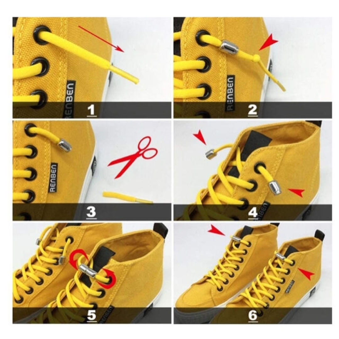 結ばない　ほどけない靴紐　留め具(ゴールド)タイプ　１足分（2個）ネオングリーン スポーツ/アウトドアのランニング(その他)の商品写真