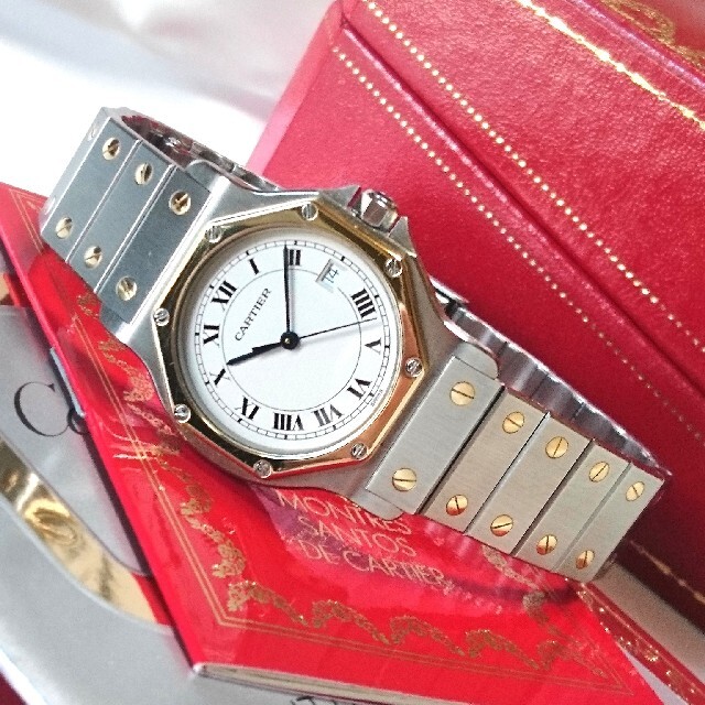 【楽天ランキング1位】 Cartier 腕時計 /  クオーツ コンビ LM オクタゴン サントス カルティエ ☆美品☆ - 腕時計(アナログ)