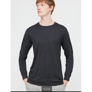 ユニクロ(UNIQLO)の三枚セット　ヒートテック九分袖　メンズMサイズ　黒　ブラック(Tシャツ/カットソー(七分/長袖))