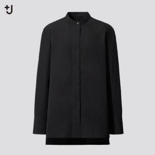 ジルサンダー(Jil Sander)のユニクロジルサンダー +J スーピマコットンスタンドカラーシャツ M ブラック(シャツ/ブラウス(長袖/七分))