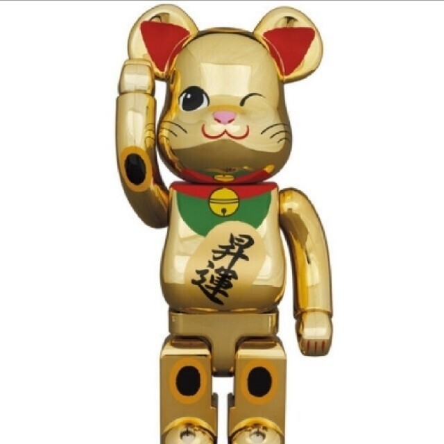 BE@RBRICK 招き猫 昇運 弐 金メッキ 400％ベアブリック 招き猫 ハンドメイドのおもちゃ(フィギュア)の商品写真