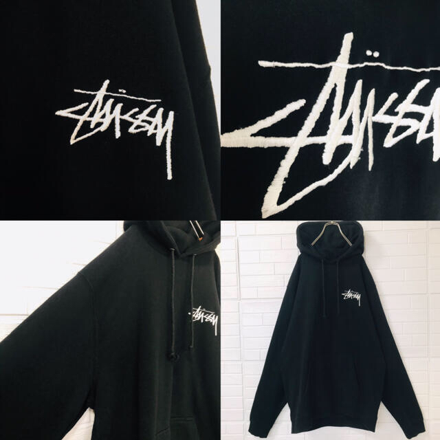 STUSSY - ☆両面刺繍ロゴ☆ ステューシー プルオーバー パーカー 黒