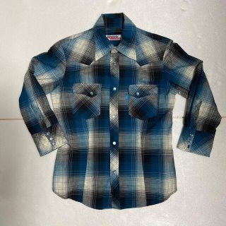 ヒステリックグラマー(HYSTERIC GLAMOUR)のhysteric glamour レディースウェスタンシャツ　青チェック　7部袖(シャツ/ブラウス(長袖/七分))