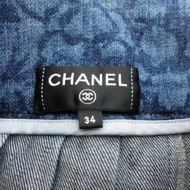 CHANEL(シャネル)のシャネル CHANEL 34 XS スカート デニム カメリア 花柄 フローラル レディースのスカート(ひざ丈スカート)の商品写真