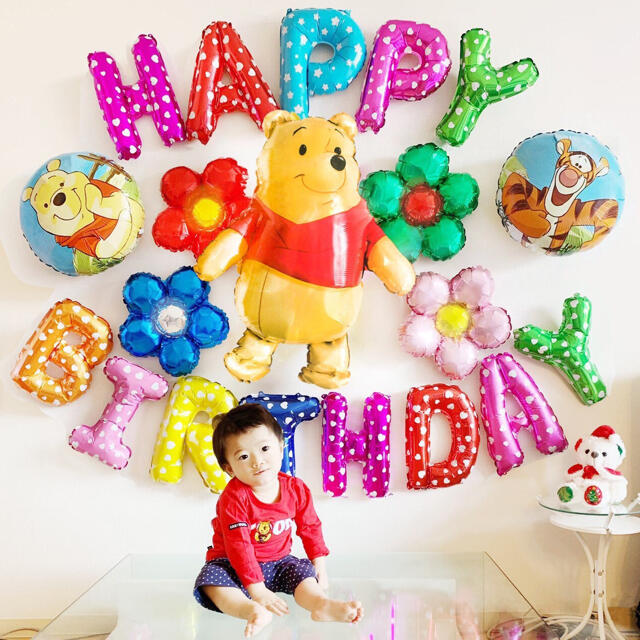 ディズニープーさんの誕生日バルーンセット 文字カラー変更可 送料無料の通販 By Pimeko S Shop ラクマ