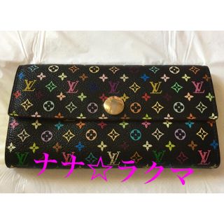 ルイヴィトン(LOUIS VUITTON)のルイヴィトンマルチカラーポルトフォイユサラ長財布モノグラムブラックピスタッシュ(財布)