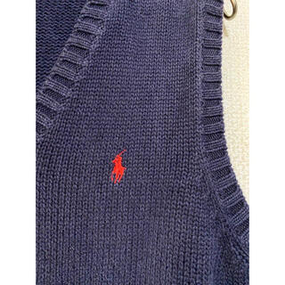 vintage ラルフローレン ネイビー 紺色 刺繍ロゴ ニットベスト セーター