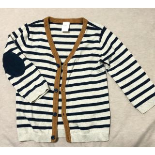 ザラキッズ(ZARA KIDS)のH&M エルボーパッチ カーディガン ★ボーダー 92cm(カーディガン)