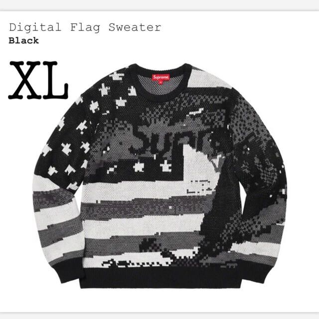 Supreme Digital Flag Sweater Black XL 一番の 49.0%割引