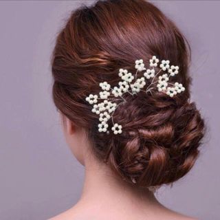 ウェディング　パール　かんざし　髪飾り　アクセサリー　シンプル　可愛いヘアピン (ヘアアクセサリー)