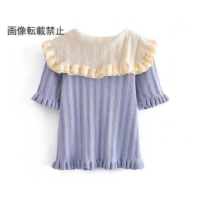 新品☆ZARA ザラ フリル&リボン付きニットセーター トップス S size