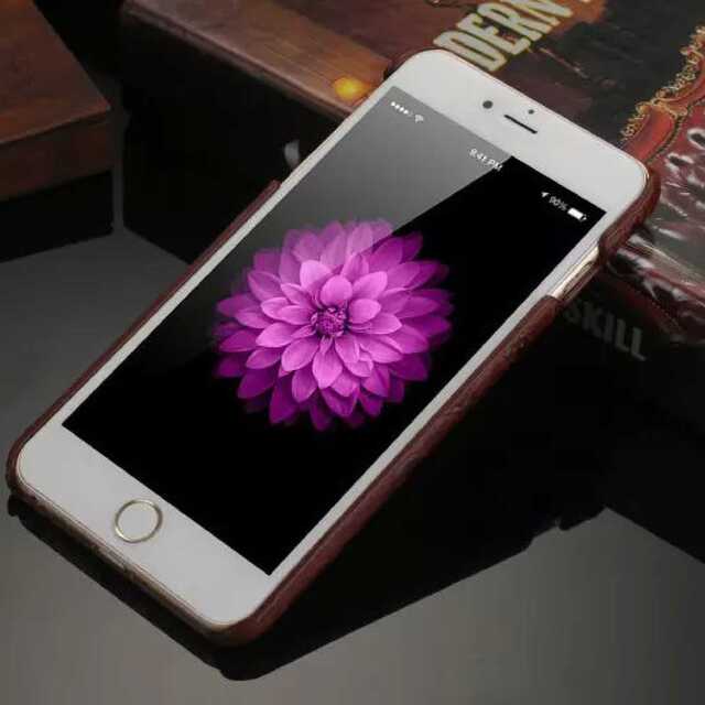 茶 ドクロ  iPhone6s/6plus レザー ケース スマホ/家電/カメラのスマホアクセサリー(iPhoneケース)の商品写真