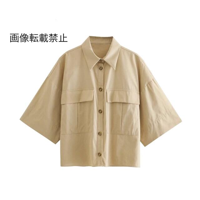 ????春新作????3784◆beige ベーシック ボタン 半袖 シャツ