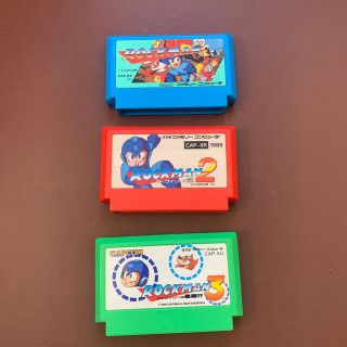 ファミリーコンピュータ(ファミリーコンピュータ)のファミコン　ロックマン1、2、3ソフト3本セット(家庭用ゲームソフト)