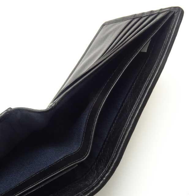 二つ折り財布　ウォレット　本革　牛革　ブロックチェック　黒 メンズのファッション小物(折り財布)の商品写真