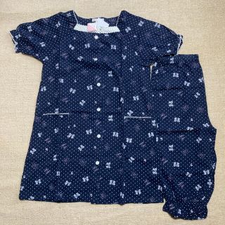 【新品】マタニティ パジャマ 綿100% M～L  半袖 前開き ネイビー(マタニティパジャマ)