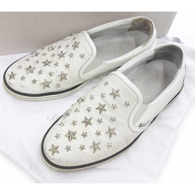 ジミーチュウ/JIMMY CHOO エナメル切替 スター スタッズ スリッポン