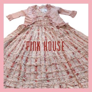 ピンクハウス(PINK HOUSE)の【新品】ピンクハウス レア ピコフリルいっぱい ロングワンピース ローン素材(ロングワンピース/マキシワンピース)