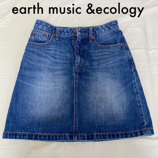 アースミュージックアンドエコロジー(earth music & ecology)の【韓国風】台形 デニムスカート(ミニスカート)