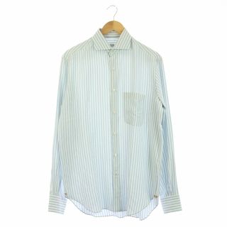 ロロピアーナ(LORO PIANA)のロロピアーナ Loro Piana シャツ 長袖 シルク ストライプ S 白 水(シャツ/ブラウス(長袖/七分))