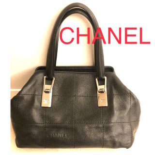 シャネル(CHANEL)の美品　CHANEL シャネル　ミニボストン　バッグ　チョコバー　シルバー金具　黒(ハンドバッグ)